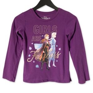 Disney Frozen II Long Sleeve Shirt Girls Large Purple Kidcore‎ Winter Tee Top